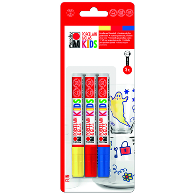 Дитячий набір маркерів для розпису скла та кераміки, 3 шт, Marabu 4007751602053 фото