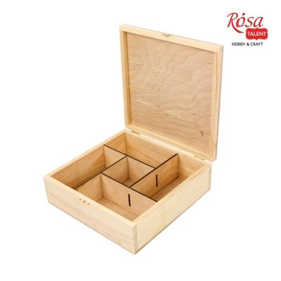 Скринька дерев'яна з замком, 5 секції, 24х24х8см, ROSA TALENT 4823100189965 фото