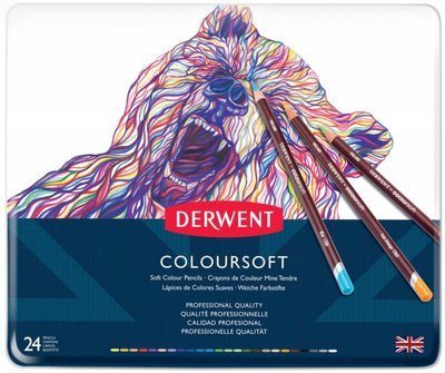 Набір кольорових олівців Coloursoft, 24шт., мет. коробка, Derwent 5028252188937 фото