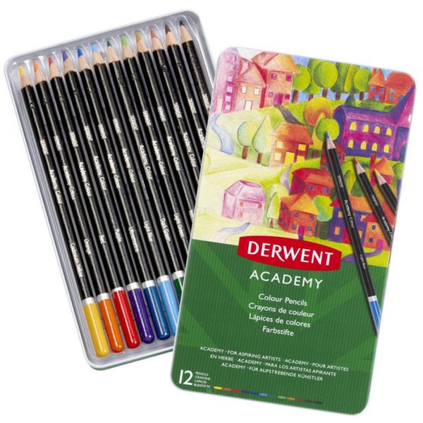Набір кольорових олівців Colouring Academy, 12 кол., в метал. коробці, Derwent 5028252269865 фото