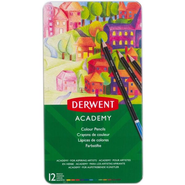 Набір кольорових олівців Colouring Academy, 12 кол., в метал. коробці, Derwent 5028252269865 фото