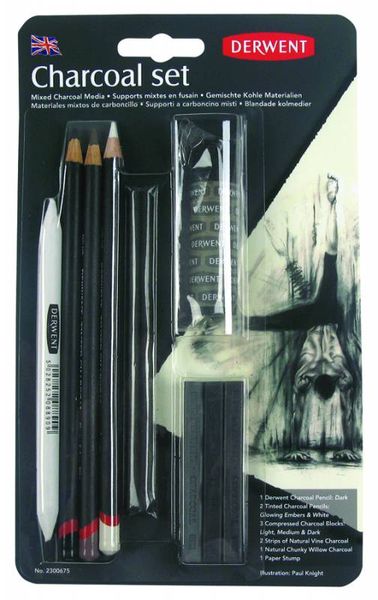 Набір вугільних олівців Charcoal, 10 предметів, Derwent 5028252324809 фото