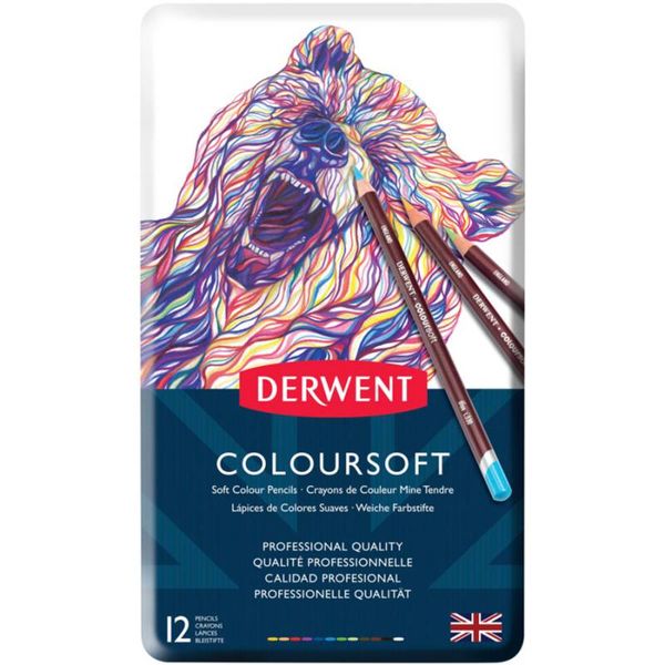 Набір кольорових олівців Coloursoft, 12шт., мет. коробка, Derwent 5028252188920 фото