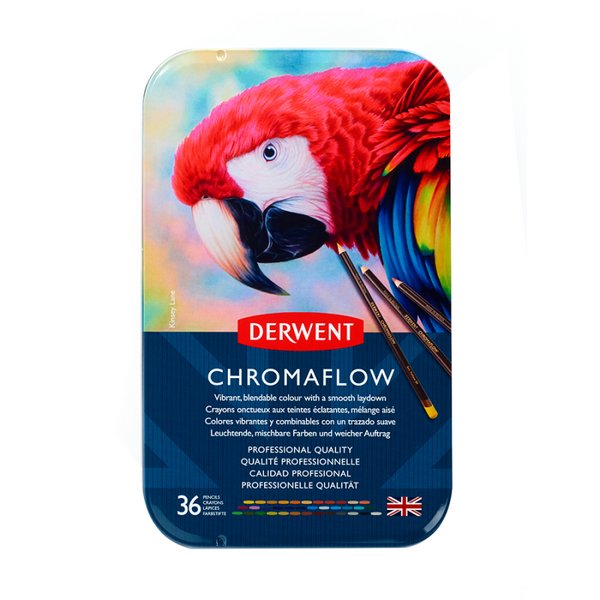 Набір кольорових олівців Chromaflow, 36шт., мет.коробка, Derwent 5028252627498 фото