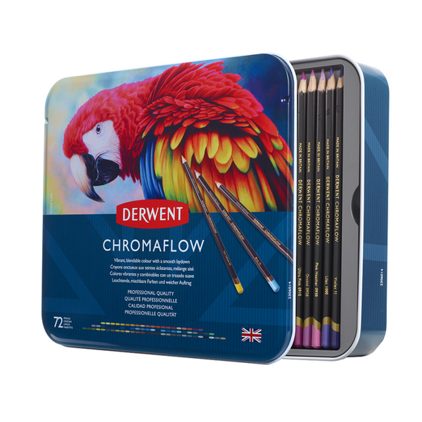 Набір кольорових олівців Chromaflow, 72шт., мет.коробка, Derwent 5028252627535 фото