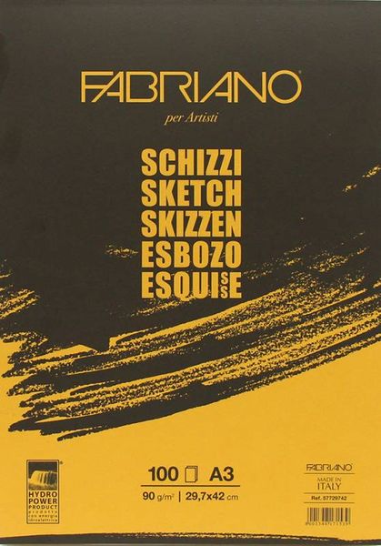 Склейка для ескізів Schizzi Sketch A3 (29,7x42 см), 90г/м2, 100л., Fabriano 8001348171539 фото