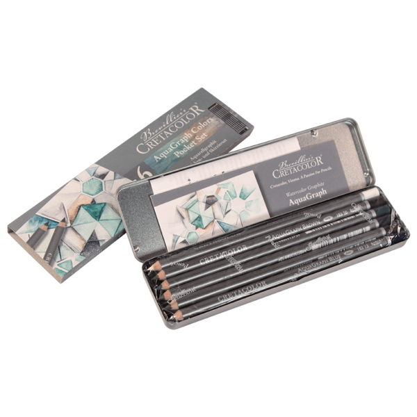 Набір графітних водорозчинних олівців AQUA GRAPH COLORS 6шт., мет. коробка, Cretacolor 9014400314286 фото
