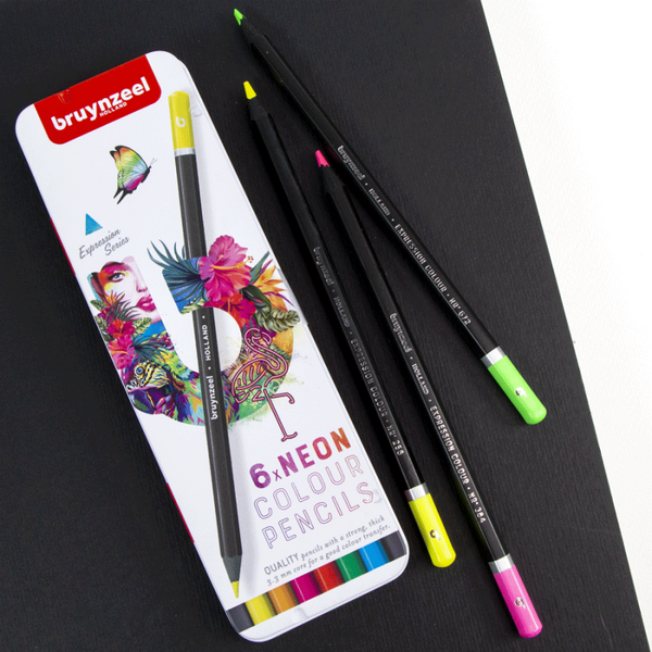Набір кольорових олівців EXPRESSION NEON, 6шт., мет.коробка, Bruynzeel 8712079468408 фото