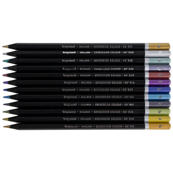 Набір кольорових олівців EXPRESSION METALLIC, 12шт., мет.коробка, Bruynzeel 8712079468422 фото