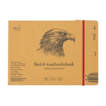 Альбом для ескізів AUTHENTIC (Kraft), А5 (24,5*17,6см), 90г/м2, 24л, коричневий колір, SMILTAINIS 4770644587644 фото